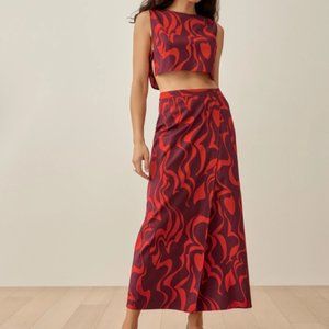 Reformation Mylie Two Piece Cropped Top & Skirt in Jupiter